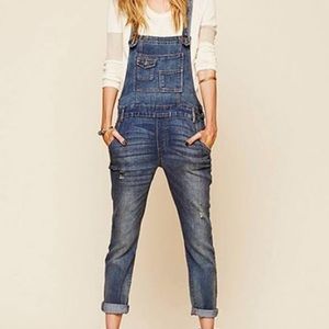 Free People washed denim overalls